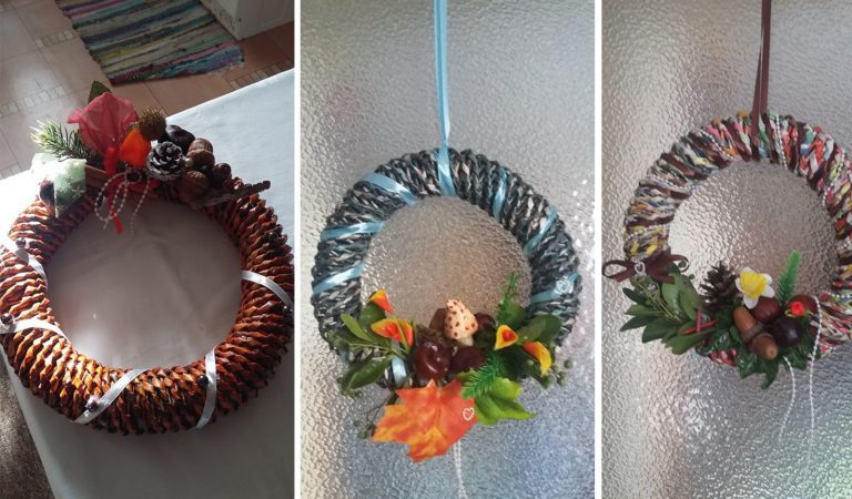 Mindenféle ajtó dísz, koszorú papírból